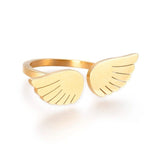 304 Stainless Steel Finger Rings Cuff Rings Wing Gold Size 7 17mm  A26