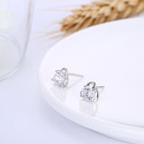 Sterling Silver Earrings  Stud AAA Zirconia  Push Back Clasp L750