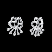 Sterling Silver Plated Earrings Flower Stud  Push Back Clasp L702