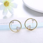 Yellow Gold Plated Earrings Stud AAA Zirconia  Push Back Clasp L511