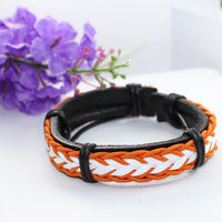 Genuine Leather Bracelet Men's Unisex  Wrap Tribal Black Brown White H32