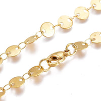 Stainless Steel Necklaces Lobster Flat Round Gold 16.73 inches 42.5cm Z497