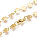 Stainless Steel Necklaces Lobster Flat Round Gold 16.73 inches 42.5cm Z497