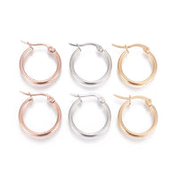 Stainless Steel Hoop Earrings Hypoallergenic 12 19~20x2mm 0.7x1mm 3Pairs Z274