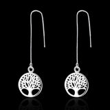 Sterling Silver Plated Earrings Tree Of Life Drop Dangle  Fish Hook Clasp L703