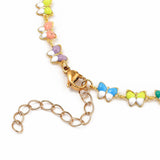 Enamel Necklace Stainless Steel Lobster Butterfly Gold 16.49" 41.9cm Z660
