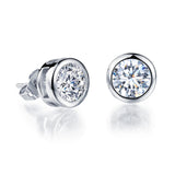 White Gold Plated Earring  Round AAA Cubic Zirconia 10mm Women's G255