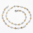 Stainless Steel Heart Set Necklace Bracelet Lobster Gold 17.72" P717
