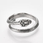Alloy Cuff Finger Ring Snake Antique Silver Size 5 Adjustable 16mm P457