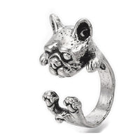 Cuff Ring English Bulldog Dog Pug Antique Silver Size 4 Adjustable 15mm P455