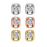 Rose Gold Platinum Plated Earrings AAA Zirconia Push Back .28" L258
