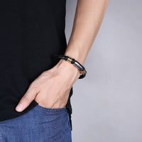 Stainless Steel Leather Bracelet 8 Inches 10MM Magnetic L336