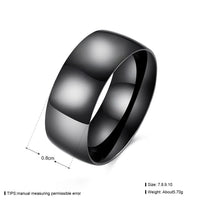 Stainless Steel Band Wedding Ring Black Men's Unisex B452