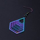 201 Stainless Steel Dangle Earrings Polygon Multi-color 64x32.5mm  0.7mm P194