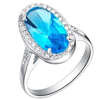 Platinum Blue Zirconia Band Ring Size 8 B92