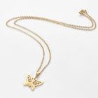 Stainless Steel Set Earring Pendant Necklace Butterfly Gold 18"" P776