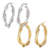 Stainless Steel Hoop Earring Hypoallergenic Ear Nut Twisted Ring Gold  Z286