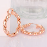 Rose Gold Latch Back Hoop Bali Earrings L120