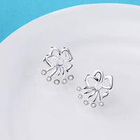 Sterling Silver Plated Earrings Flower Stud  Push Back Clasp L702