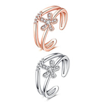 Rose Gold Platinum Plated Fashion Ring AAA Zirconia Women Flower knuckle B326