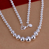 Sterling Silver Plated Necklace Hollow Beads Balls 18 Inches 8MM Lobster B93