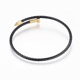 Stainless Steel Set Adjustable Bangles Rings Gunmetal Blacxk Gold Z826