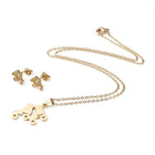 Stainless Steel Set Pendant Necklace Earrings Lobster Ice Skates Gold 17" A436