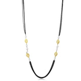 Soral Chain Yellow Gold Leafs Beads Pearls Necklace L66