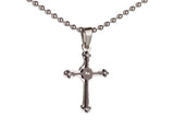 Stainless Steel Cross Zirconia Pendant Beads Necklace Unisex Silver Black L171