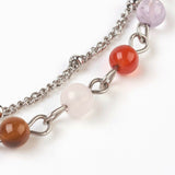 Chakra Gemstone Multi-Strand Necklace Stainless Steel Lobster 13" Z506