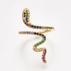 Brass Micro Pave Cubic Zirconia Cuff Ring Snake Size 6 Adjustable 16mm P443