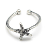 Adjustable Size Cuff Ring Starfish Adjustable Antique Silver 17mm P14