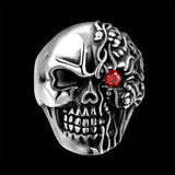 Stainless Steel Gothic Biker Tribal Ring Black Red Men's Unisex Skull Eye B222