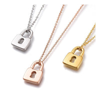 Stainless Steel Padlock Pendant Necklaces Lobster 16-1/2 inches 42cm Z498