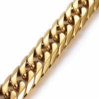 304 Stainless Steel Curb Chains Bracelet Box Clasp Faceted Gold 9.5" 16mm  A56