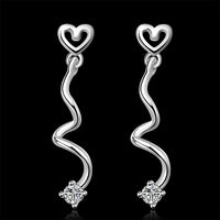 Sterling Silver Plated Earrings AAA Zirconia Push Back Heart .24" L369