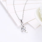 Sterling Silver Necklace Pendant Drop AAA Zirconia 18" 1MM Lobster Clasp B428