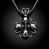 Stainless Steel Necklace Pendant Flower Biker Gothic 19" 2MM Lobster Clasp B221