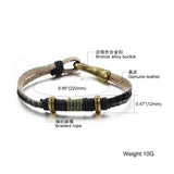 Genuine Cow Leather Bracelet Black Green Unisex  Hook Clasp G327