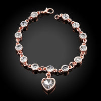 Rose Gold Plated Bracelet  Zirconia Lobster 7.5 Inches 7MM  L150