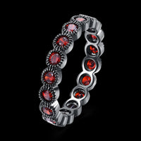 Platinum Black Gun Gunmetal Ring Band Plain Womens AAA Zirconia Black Red B533