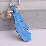 316L Stainless Steel Pendant  0.70X1.90 Inch Feather Necklace 22" B121