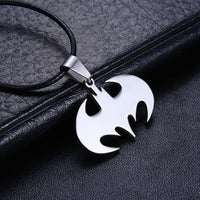 Mens Unisex Stainless Steel Leather Necklace Pendant Batman L58