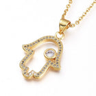 Set Pendant Necklace Earrings Stainless Steel Lobster Hamsa Fatima Gold Z780