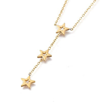 Star Stainless Steel Set Pendant Necklace Earrings Lobster 20" Z790