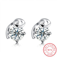 Sterling Silver Earrings  Stud AAA Zirconia  Push Back Clasp L740