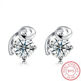 Sterling Silver Earrings  Stud AAA Zirconia  Push Back Clasp L740