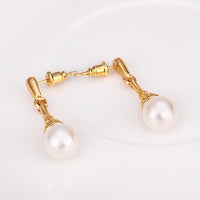 Gold Pearl Stud Drop Earrings L84