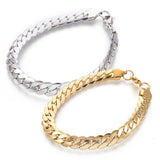 Stainless Steel Curb Chain Bracelet Lobster Clasp Silver Gold 8" 8.5x2mm P239