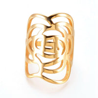 304 Stainless Steel Finger Rings Gold Size 7 17mm  A36